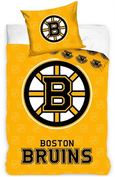 Hokejové posteľné obliečky NHL Boston Bruins Shields - 100% bavlna Renforcé - 70 x 90 cm + 140 x 200 cm