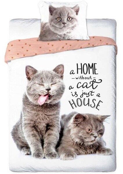 Bavlněné ložní povlečení kočky British Shorthair - 100% bavlna - 70 x 90 cm + 140 x 200 cm