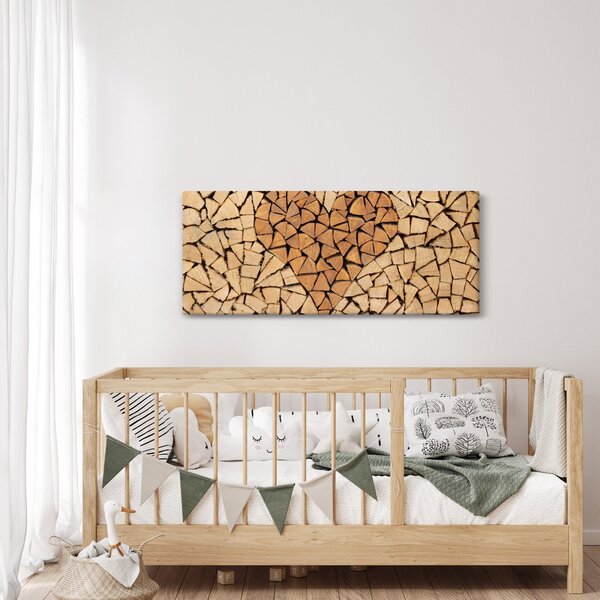 Obraz - Srdce z dreva (120x50 cm)