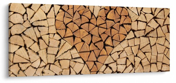 Obraz - Srdce z dreva (120x50 cm)