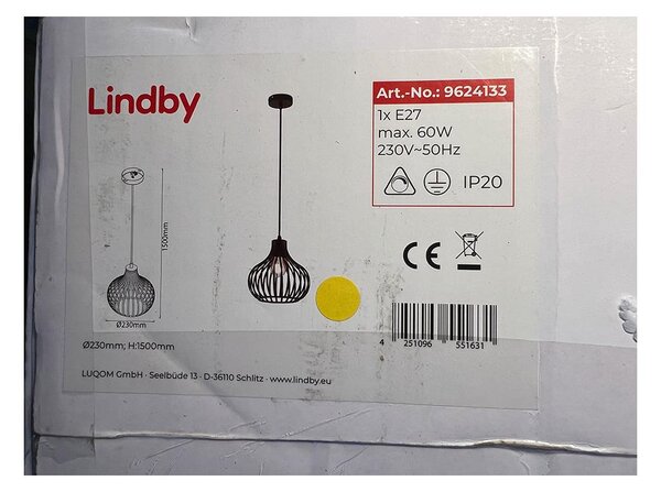 Lindby Lindby - Luster na lanku FRANCES 1xE27/60W/230V LW1126 + záruka 3 roky zadarmo