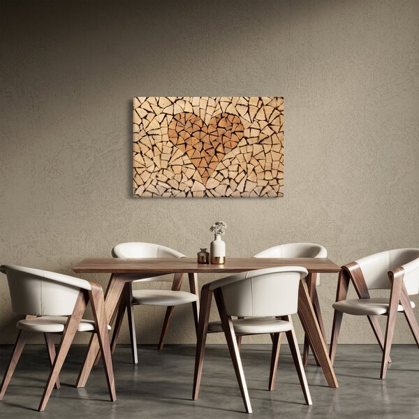 Obraz - Srdce z dreva (90x60 cm)