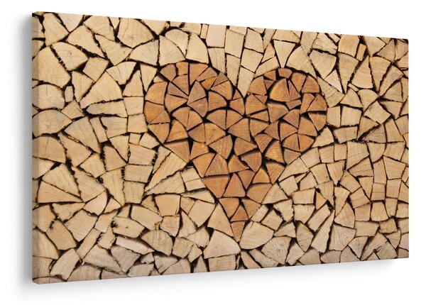 Obraz - Srdce z dreva (90x60 cm)