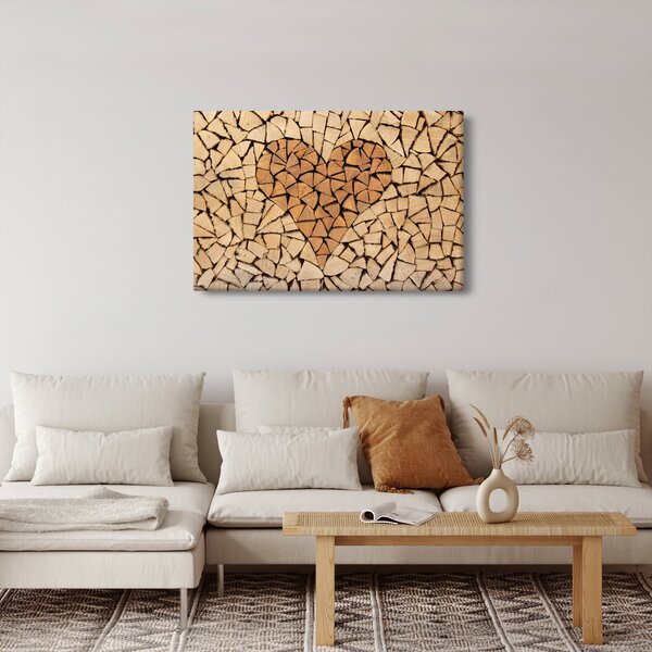 Obraz - Srdce z dreva (90x60 cm)