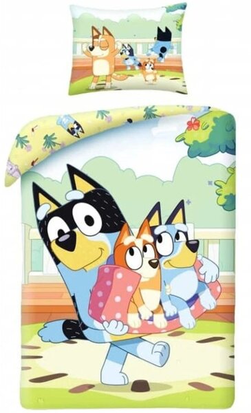 Bavlnené posteľné obliečky Bluey - motív Rodinná pohoda v parku - 100% bavlna - 70 x 90 cm + 140 x 200 cm