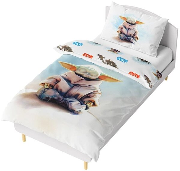 Obojstranné bavlnené posteľné obliečky Star Wars - Hviezdne vojny - motív Baby Yoda - 100% bavlna - 70 x 90 cm + 140 x 200 cm
