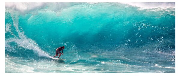Obraz surferov vo vlnách (120x50 cm)