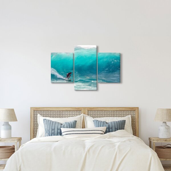 Obraz surferov vo vlnách (90x60 cm)