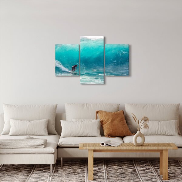 Obraz surferov vo vlnách (90x60 cm)