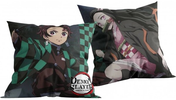Obojstranný vankúš Demon Slayer - motív Tanjiro & Nezuko - 40 x 40 cm