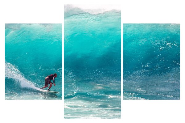 Obraz surferov vo vlnách (90x60 cm)