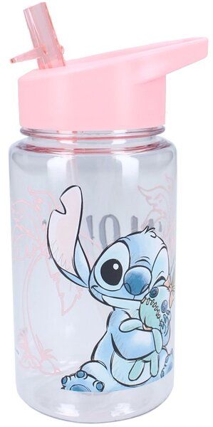 Dievčenská plastová fľaša na pitie Lilo & Stitch so slamkou - 450 ml