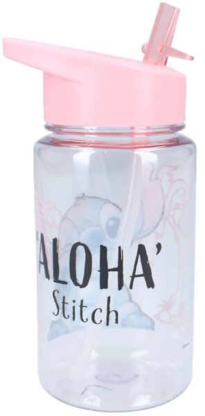 Dievčenská plastová fľaša na pitie Lilo & Stitch so slamkou - 450 ml