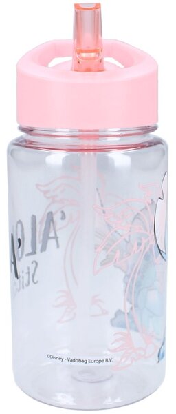 Dievčenská plastová fľaša na pitie Lilo & Stitch so slamkou - 450 ml