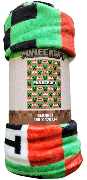 Coral fleece deka Minecraft - Creeper & TNT - 130 x 170 cm