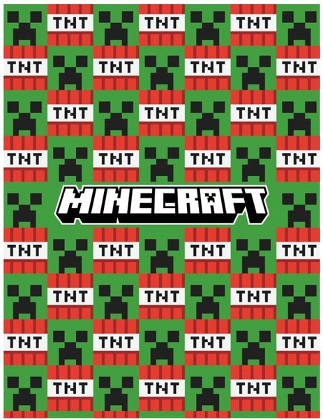 Coral fleece deka Minecraft - Creeper & TNT - 130 x 170 cm