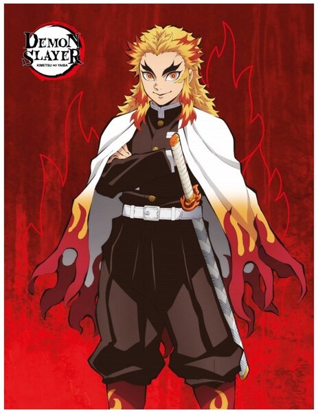 Fleecová deka Demon Slayer - Zabijak démonov - motív Kyojuro Rengoku - 130 x 170 cm