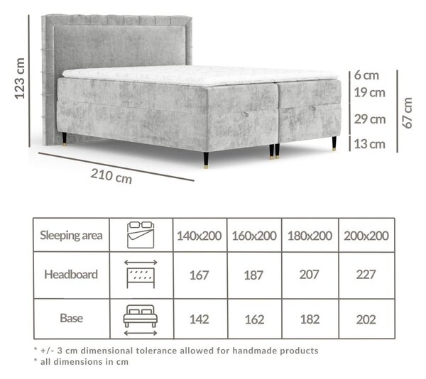 Béžová boxspring posteľ s úložným priestorom 180x200 cm Voyage – Maison de Rêve