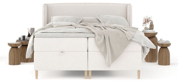 Krémová boxspring posteľ s úložným priestorom 180x200 cm Monpelli – Maison de Rêve
