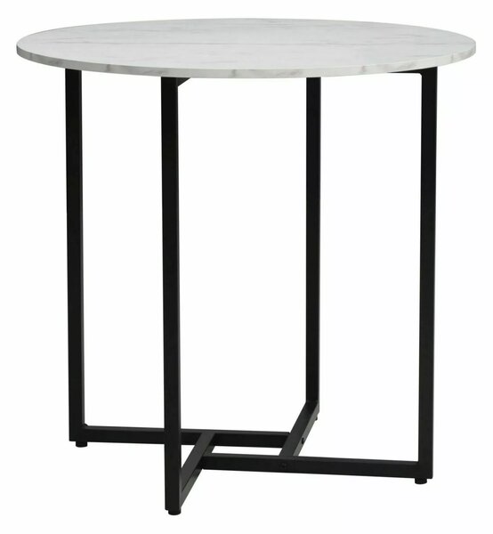 Signal ALTO II jedálenský stôl, pr. 80cm, biely efekt mramoru/kov čierny