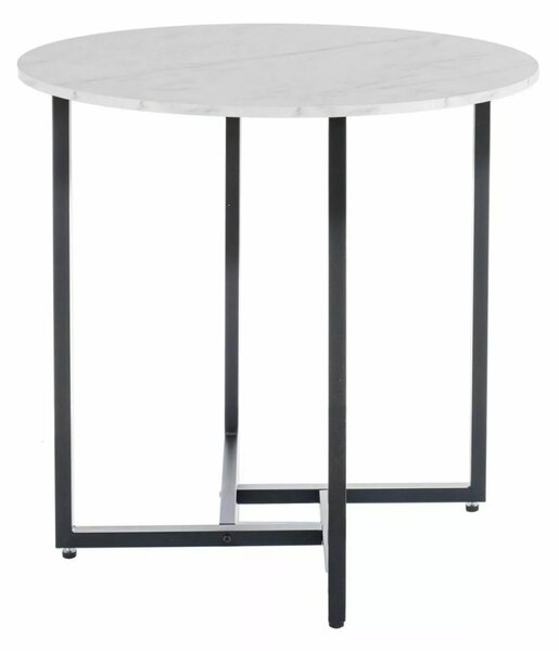 Signal ALTO II jedálenský stôl, pr. 80cm, biely efekt mramoru/kov čierny