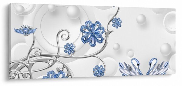 Obraz - Modré labute (120x50 cm)