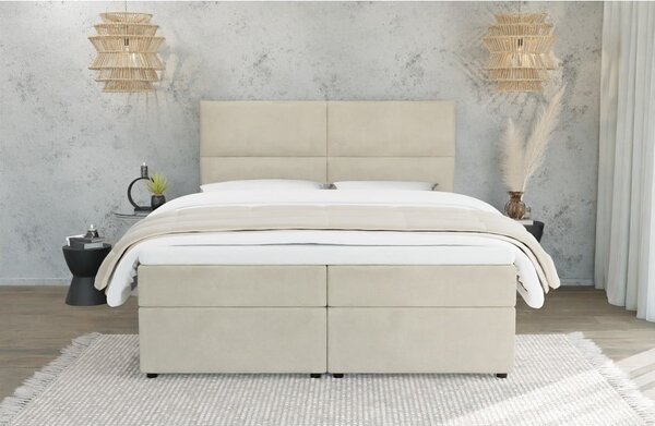 Béžová boxspring posteľ s úložným priestorom 160x200 cm Rico – Ropez