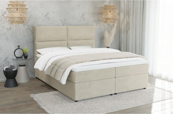 Béžová boxspring posteľ s úložným priestorom 160x200 cm Rico – Ropez
