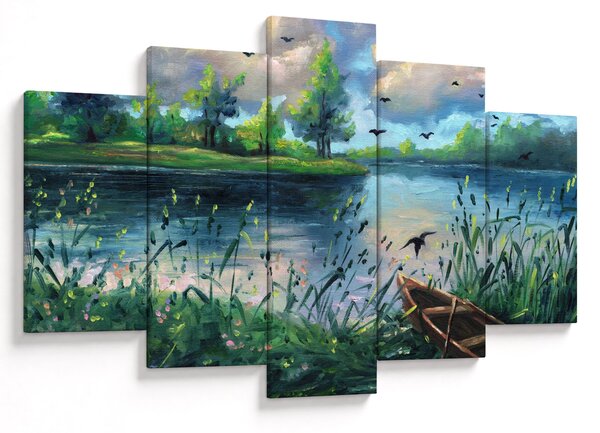 Obraz - Olejomaľba, Letný podvečer pri jazere (150x105 cm)