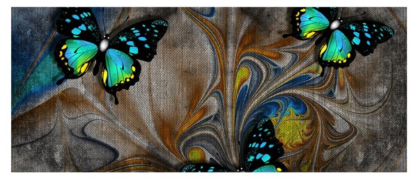 Obraz - Žiariví motýle na obraze (120x50 cm)