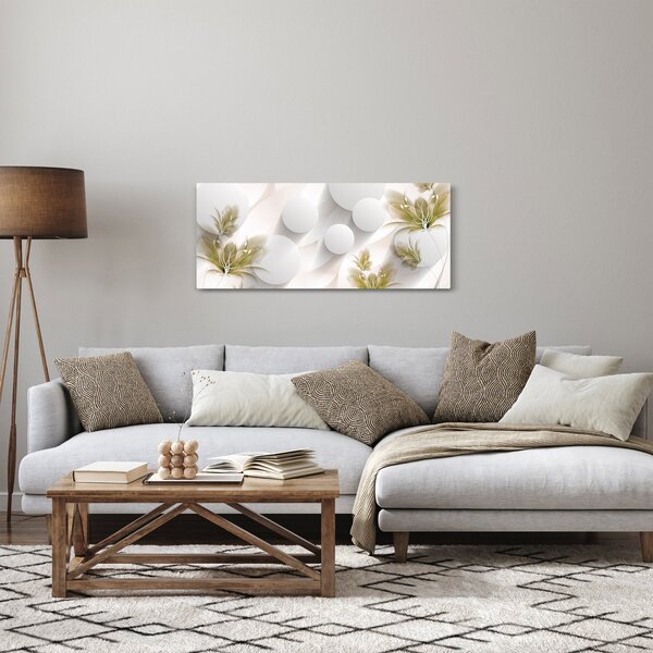 Obraz - 3D kruhy s kvetinami (120x50 cm)