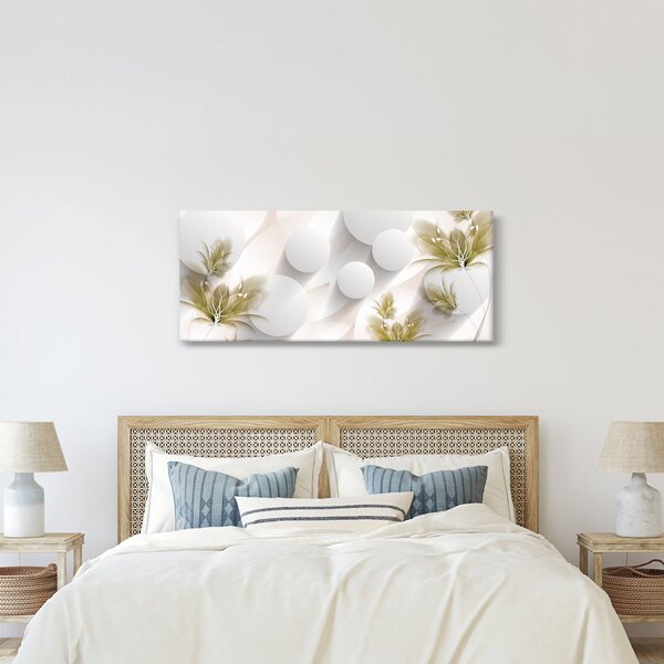 Obraz - 3D kruhy s kvetinami (120x50 cm)