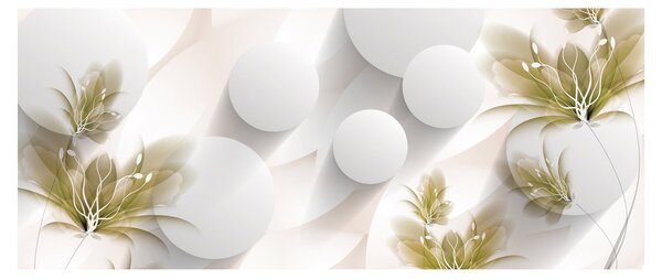 Obraz - 3D kruhy s kvetinami (120x50 cm)