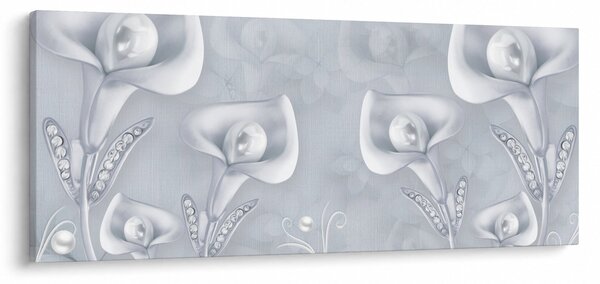 Obraz - Perlové kvety (120x50 cm)