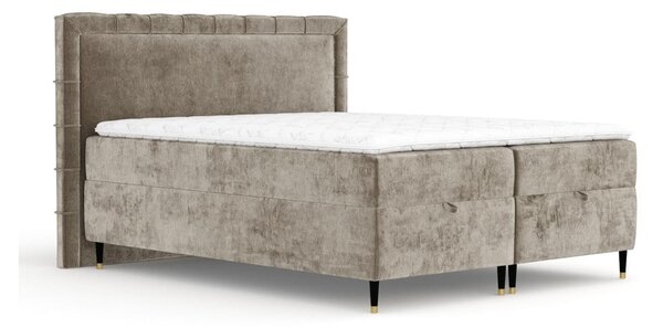 Béžová boxspring posteľ s úložným priestorom 180x200 cm Voyage – Maison de Rêve