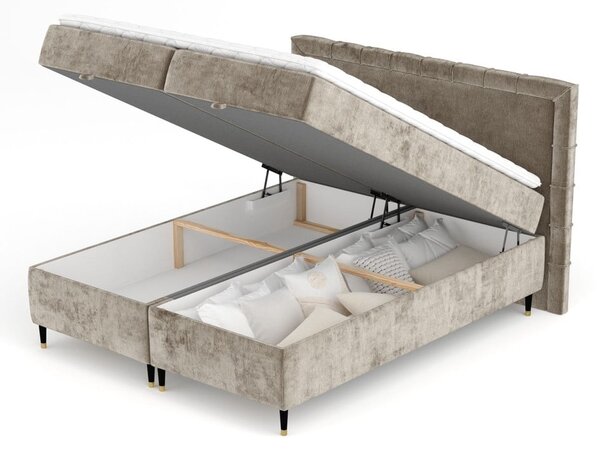 Béžová boxspring posteľ s úložným priestorom 180x200 cm Voyage – Maison de Rêve