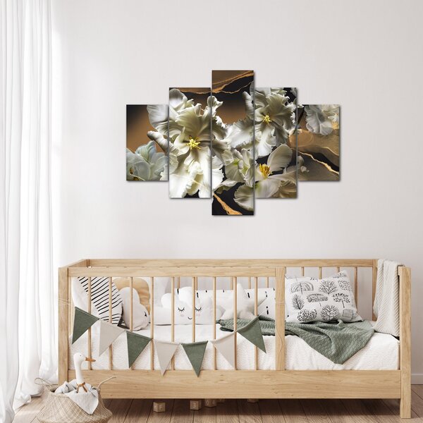Obraz - Kvety orchideí na mramorovom pozadí (150x105 cm)