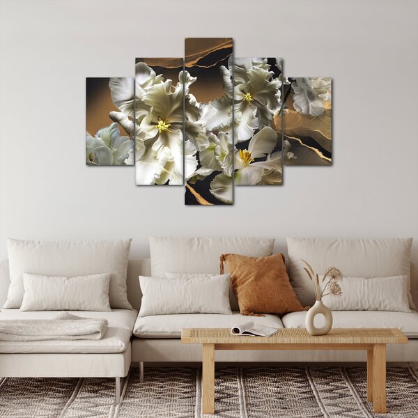 Obraz - Kvety orchideí na mramorovom pozadí (150x105 cm)