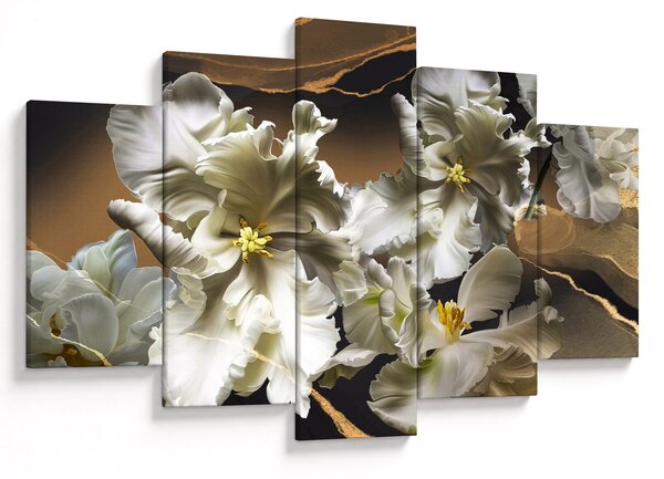 Obraz - Kvety orchideí na mramorovom pozadí (150x105 cm)