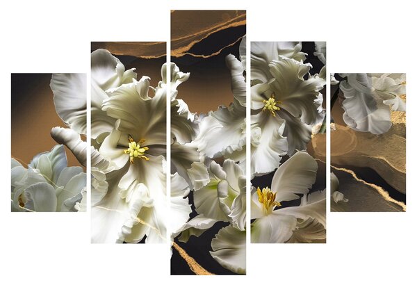 Obraz - Kvety orchideí na mramorovom pozadí (150x105 cm)