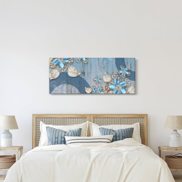 Obraz - Modré kvety (120x50 cm)