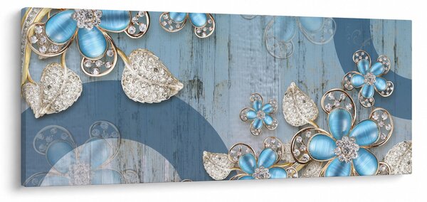 Obraz - Modré kvety (120x50 cm)