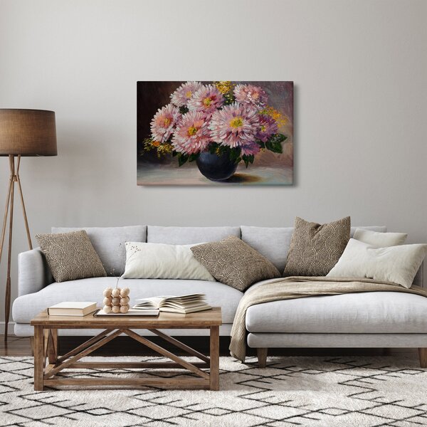 Obraz - Olejomaľba, Kvety vo váze (90x60 cm)