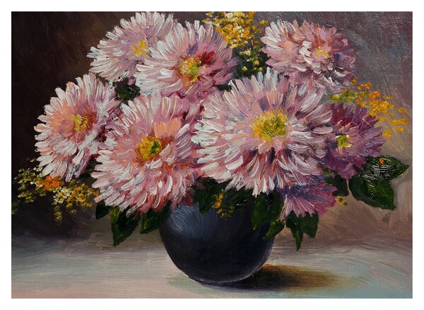 Obraz - Olejomaľba, Kvety vo váze (70x50 cm)