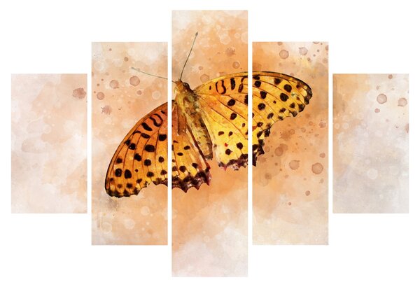 Obraz - Oranžový motýľ, aquarel (150x105 cm)