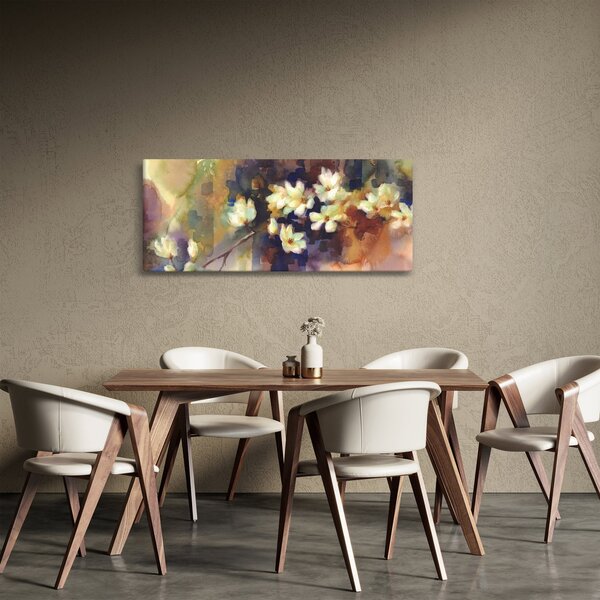Obraz - Biele magnólie, maľba (120x50 cm)