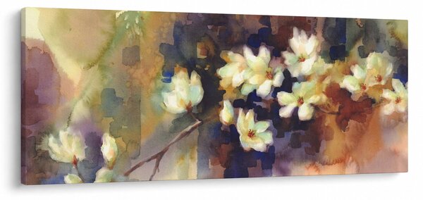 Obraz - Biele magnólie, maľba (120x50 cm)