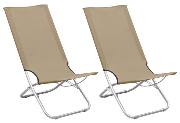Skladacie plážové stoličky 2 ks sivohnedé látka