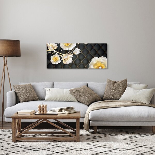 Obraz bielych kvetov ruží (120x50 cm)