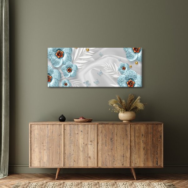 Obraz - 3D modré kvety (120x50 cm)